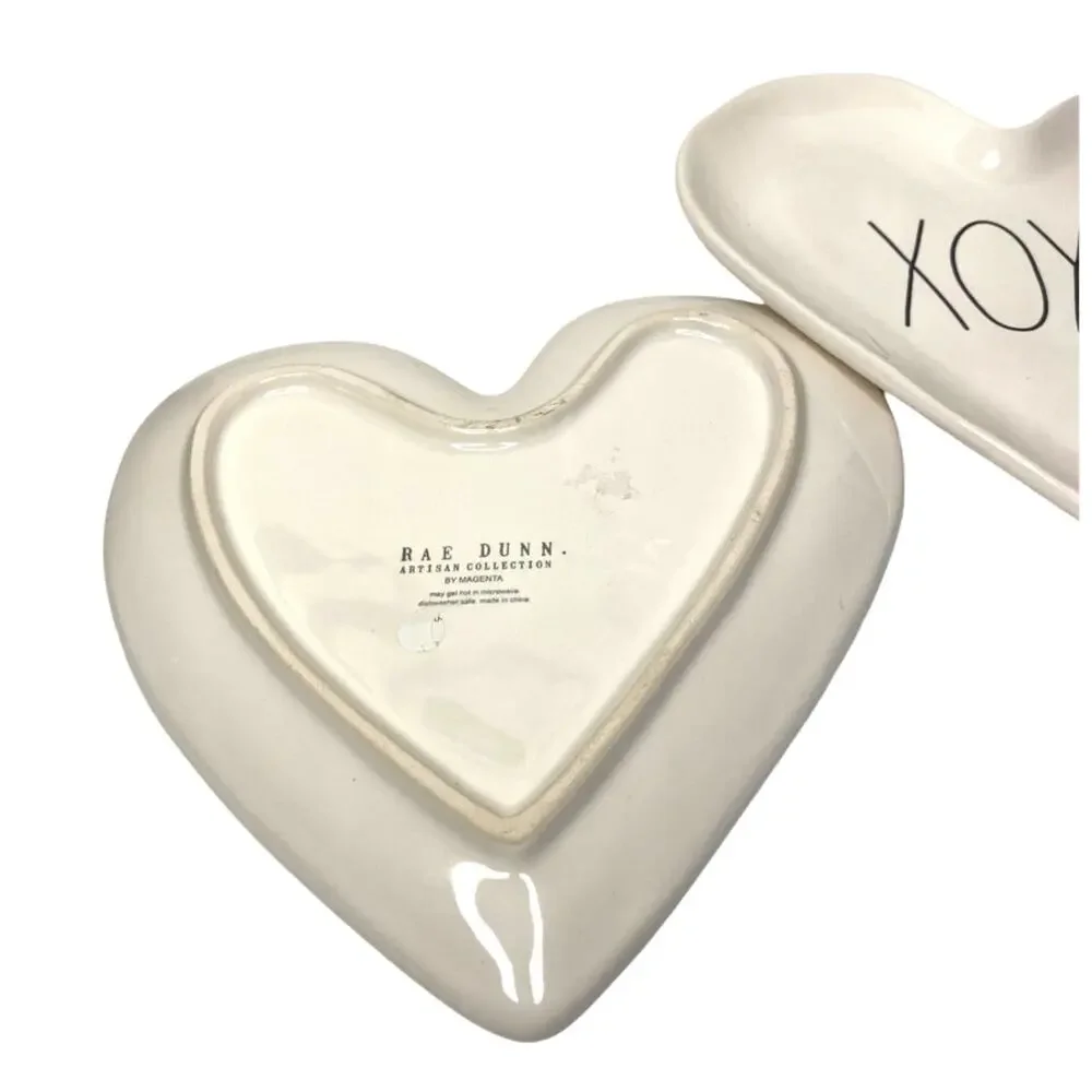 RAE DUNN HEARTH SHAPED SET OF 2 TRAYS, FOOD TRAY, JEWELRY TRAY.